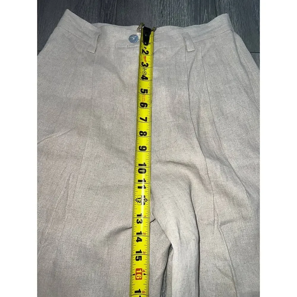 Country Road Organic Linen wide Leg Front Pant Australia Made beige Sz 8 A003940